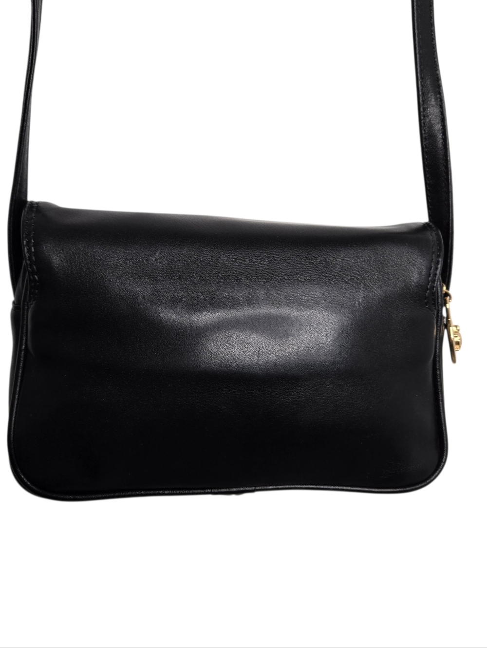 Peruzzi Firenze Black Leather Crossbody Bag Italian Minimalist Gold Hardware - Picture 7 of 16